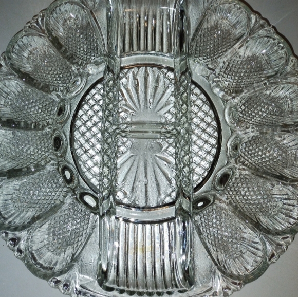LE Smith "Heritage" Deviled Egg & Relish Plate, 11" Clear Glass - Picture 4 of 4